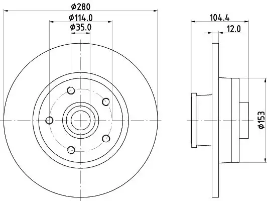 HELLA 8DD355125-281 Arka Fren Diski resmi
