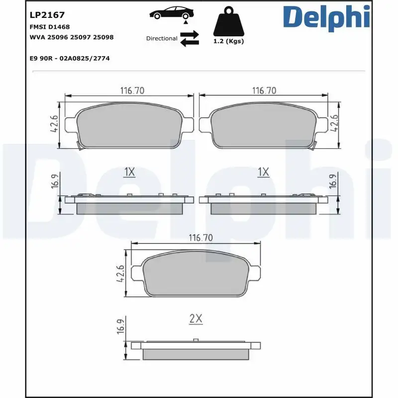 DELPHI LP2167 Arka Fren Balatası resmi