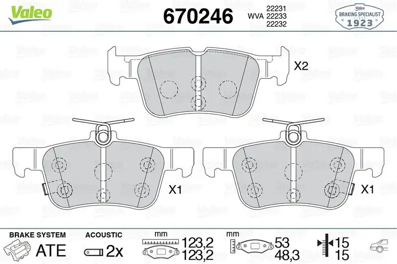 VALEO 670246 Arka Fren Balatası resmi