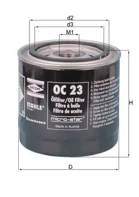 MAHLE OC23 Yağ Filtresi resmi