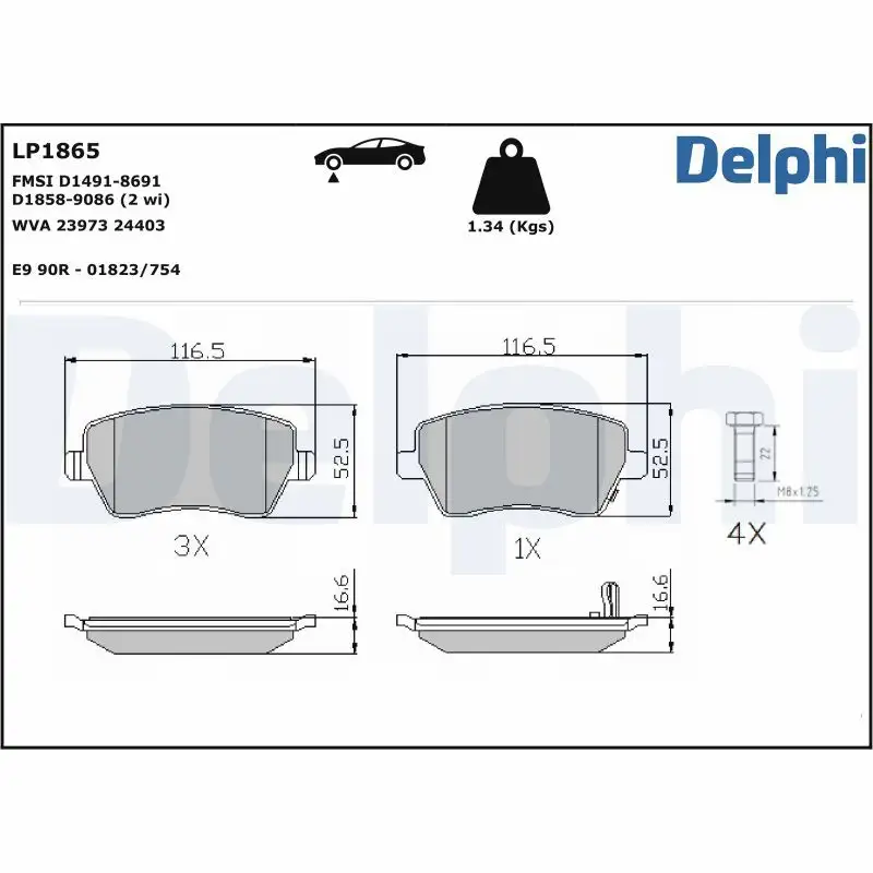 DELPHI LP1865 Ön Fren Balatası resmi