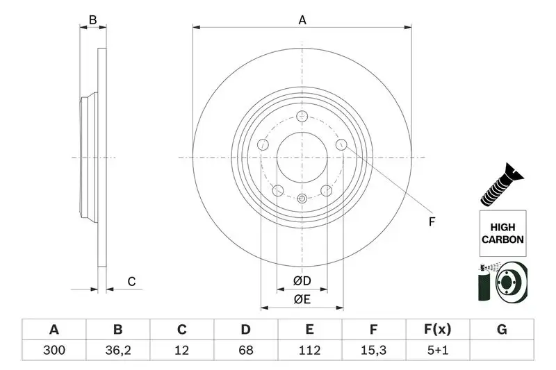BOSCH 0986479E33 Arka Fren Diski 8W0615601C resmi