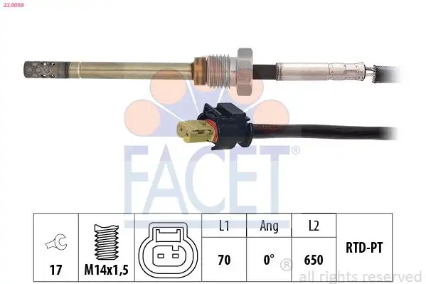 FACET 22.0069 Egzoz Sıcaklık Sensörü resmi