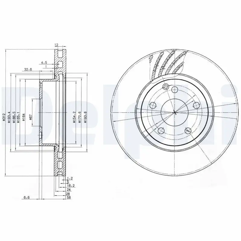 DELPHI BG3756 Ön Fren Diski A2114210912 resmi