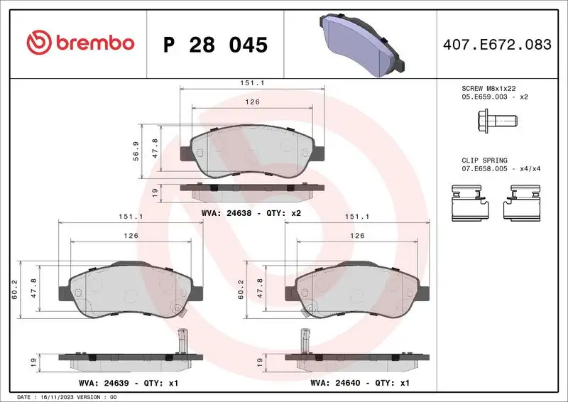 BREMBO P28045 Ön Fren Balatası resmi