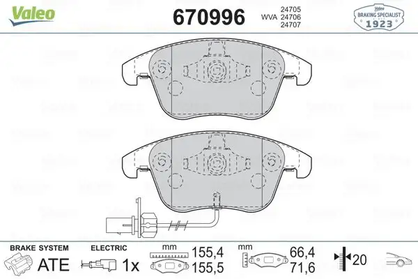 VALEO 670996 Ön Fren Balatası 8K0698151F resmi