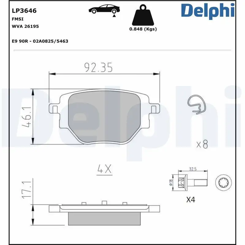 DELPHI LP3646 Arka Fren Balatası 1681449980 resmi