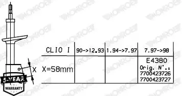 MONROE G7485 Ön Amortisör 7700423727 resmi