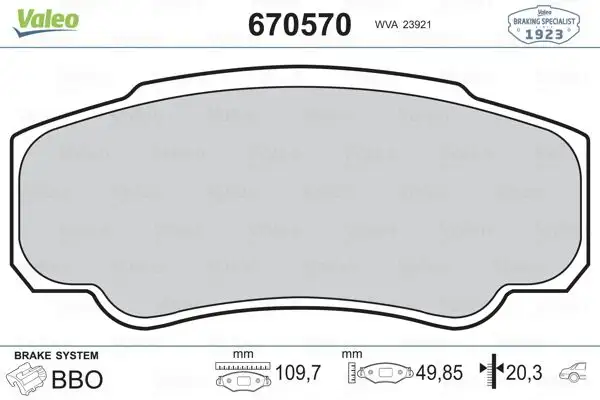 VALEO 670570 Arka Fren Balatası resmi