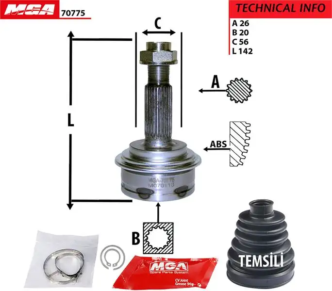 MGA 70775 Aks Kafası (Dış) 434100D170 resmi