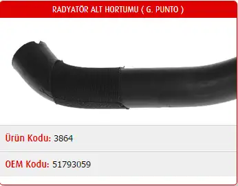 MASTER M3864 Radyatör Alt Hortumu 51793059 resmi