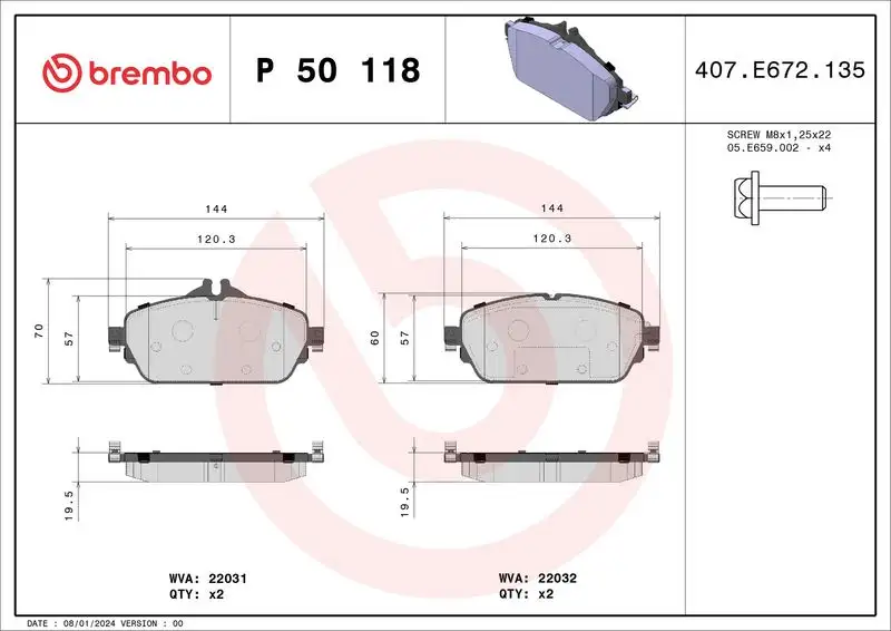 BREMBO P50118 Ön Fren Balatası A0084203620 resmi