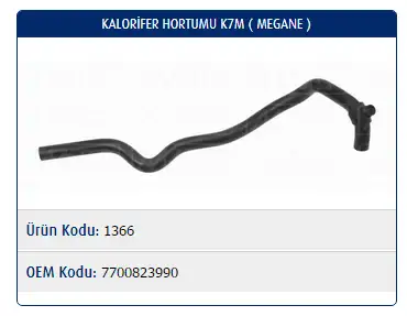 MASTER M1366 Kalorifer Hortumu 7700823990 resmi