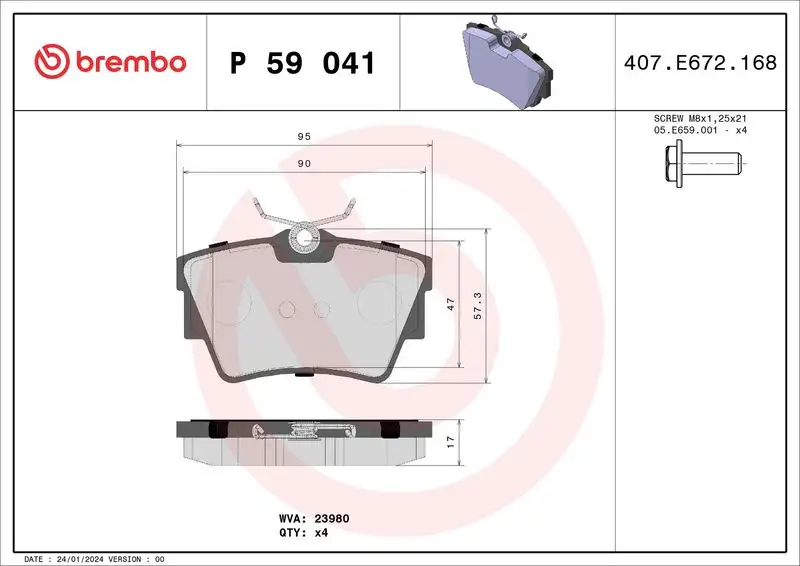 BREMBO P59041 Arka Fren Balatası resmi