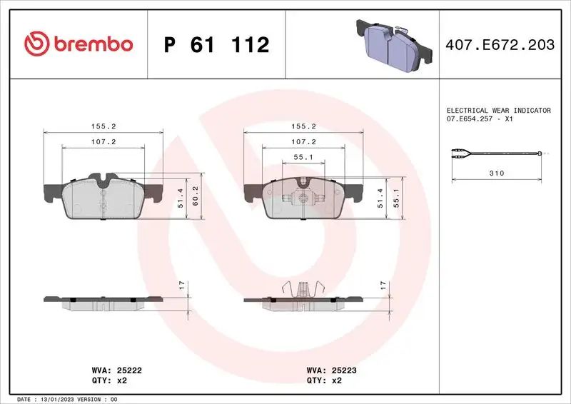 BREMBO P61112 Ön Fren Balatası resmi