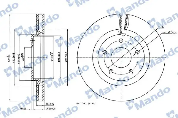 MANDO MBC035160 Ön Fren Diski resmi