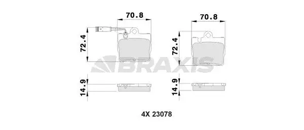 BRAXIS AB0361 Arka Fren Balatası A0034201920 resmi