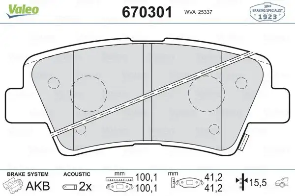 VALEO 670301 Arka Fren Balatası resmi
