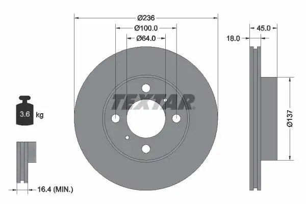 TEXTAR 92089400 Ön Fren Diski resmi