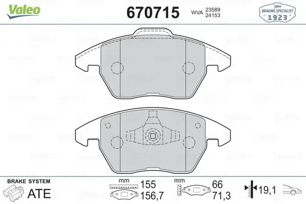 VALEO 670715 Ön Fren Balatası resmi