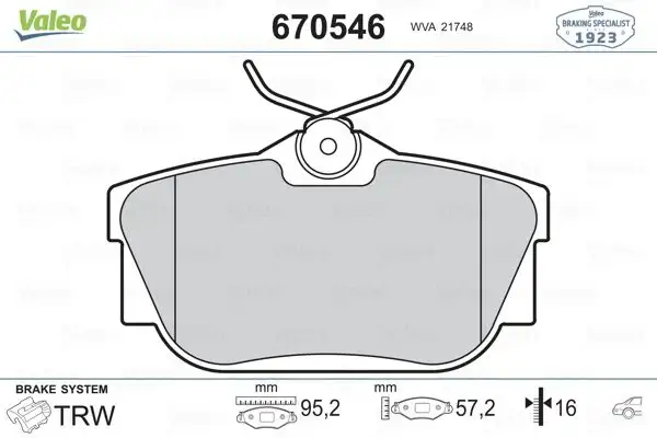 VALEO 670546 Arka Fren Balatası resmi