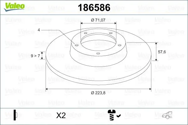 VALEO 186586 Arka Fren Diski 95667811 resmi