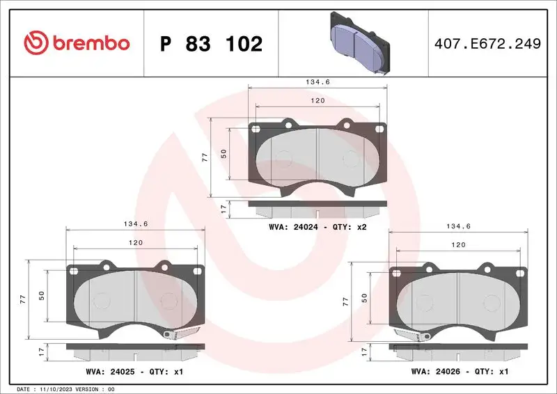 BREMBO P83102 Ön Fren Balatası resmi