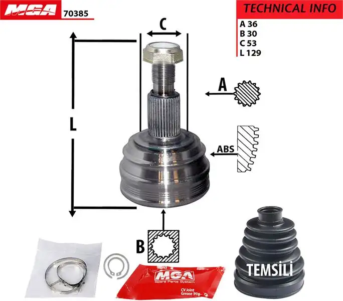 MGA 70385 Aks Kafası (Dış) 1J0498099 resmi