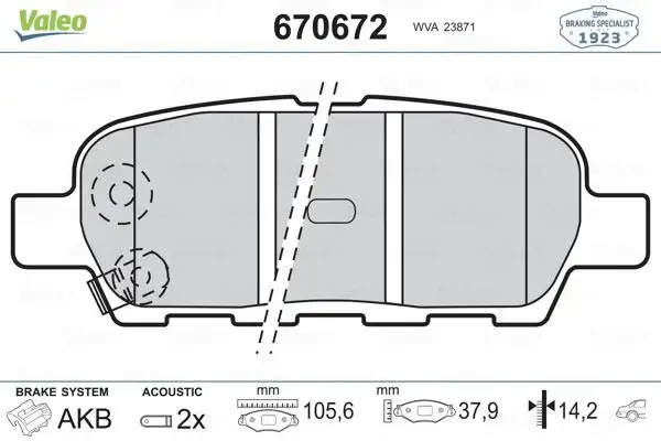 VALEO 670672 Arka Fren Balatası resmi