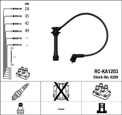 NGK 6209 (RCKA1203) Buji Kablosu 0K30F18140 resmi