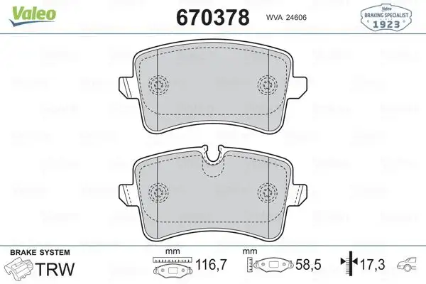 VALEO 670378 Arka Fren Balatası resmi
