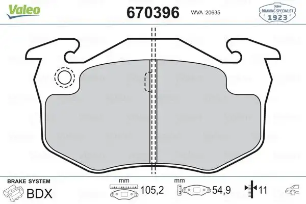VALEO 670396 Arka Fren Balatası resmi
