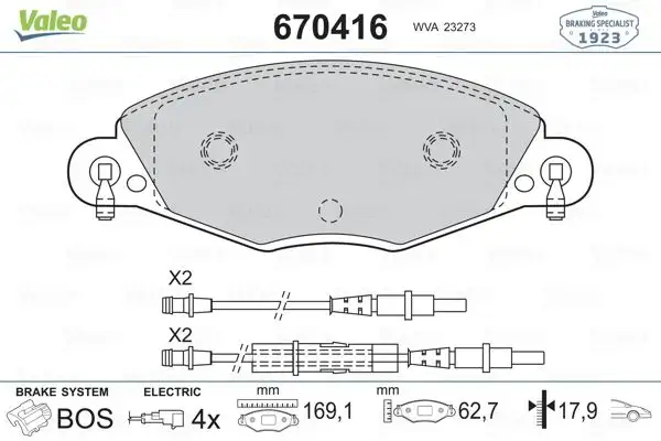 VALEO 670416 Ön Fren Balatası resmi