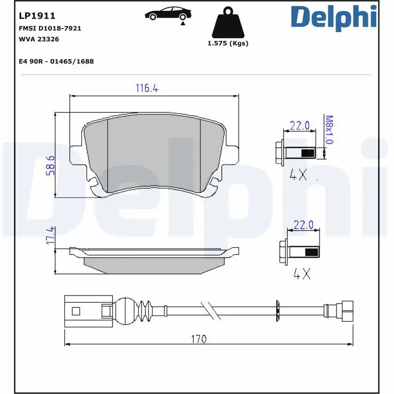 DELPHI LP1911 Arka Fren Balatası resmi