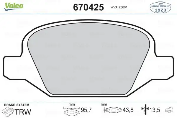 VALEO 670425 Arka Fren Balatası resmi