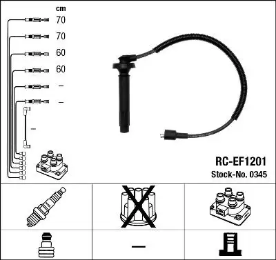 NGK 0345 (RCEF1201) Buji Kablosu 22451AA640 resmi