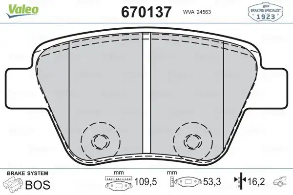 VALEO 670137 Arka Fren Balatası resmi