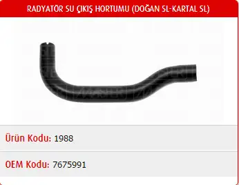 MASTER M1988 Radyatör Alt Hortumu 7675991 resmi