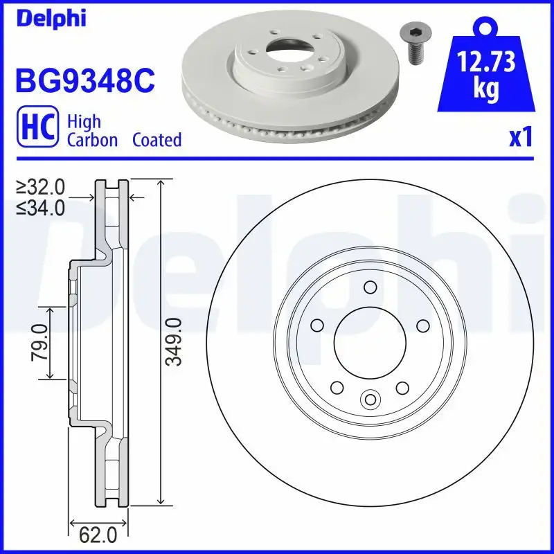 DELPHI BG9348C Ön Fren Diski LR161889 resmi
