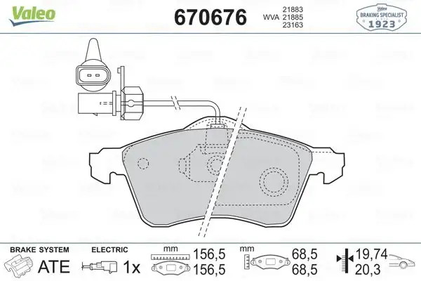 VALEO 670676 Ön Fren Balatası 7D0698151F resmi