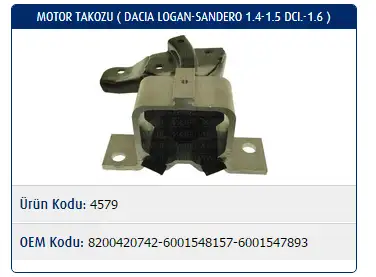 MASTER M4579 Motor Takozu 6001548157 resmi