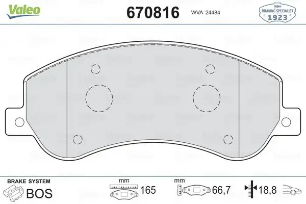 VALEO 670816 Ön Fren Balatası resmi