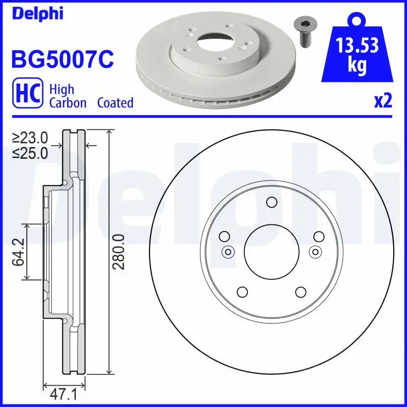 DELPHI BG5007C Ön Fren Diski 45251TV0E01 resmi