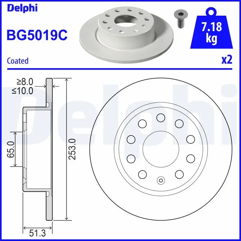 DELPHI BG5019C Arka Fren Diski resmi