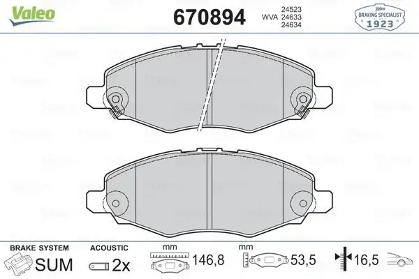 VALEO 670894 Ön Fren Balatası resmi