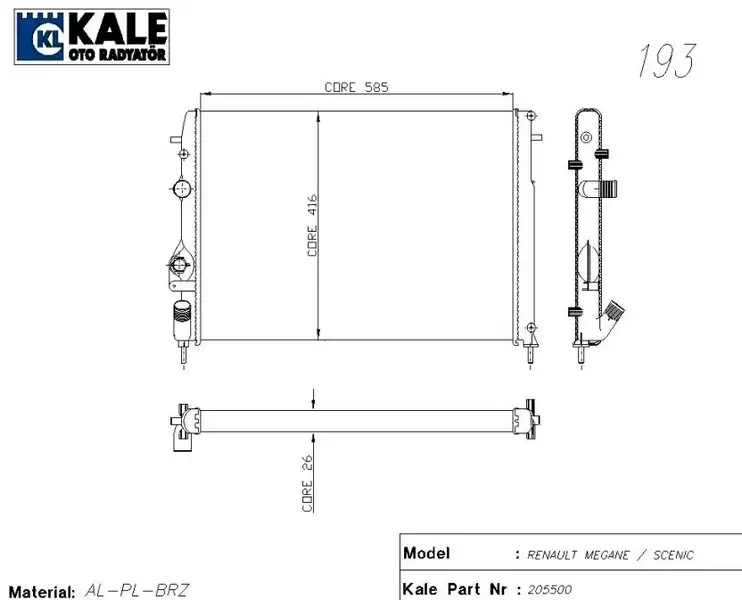 KALE 0520211AB Radyatör resmi