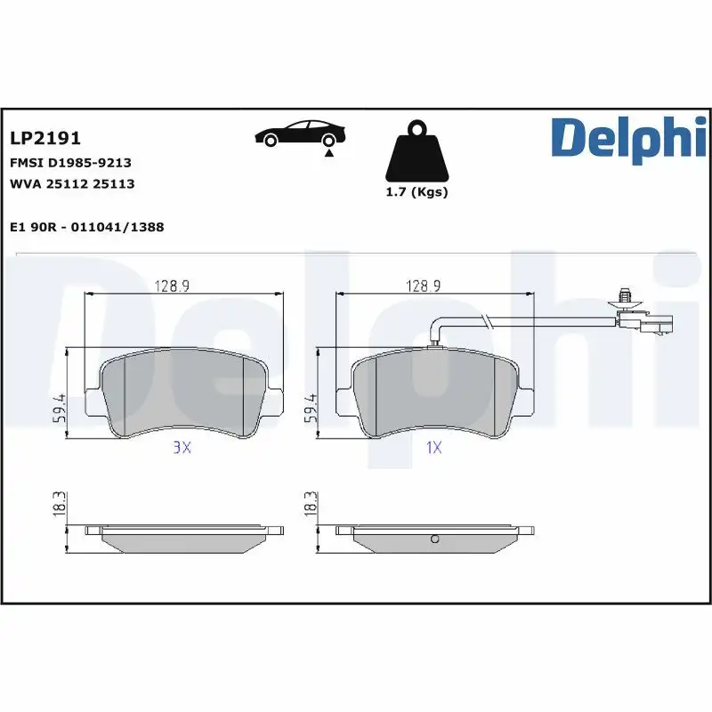 DELPHI LP2191 Arka Fren Balatası resmi