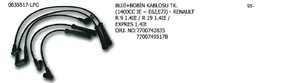 ÜNÜVAR 0835517-LPG Buji Kablosu 7700749517B resmi