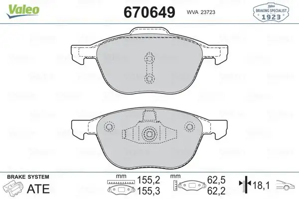 VALEO 670649 Ön Fren Balatası resmi