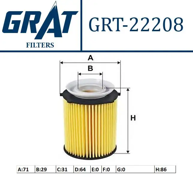 GRAT 22208 Yağ Filtresi 2701840125 resmi